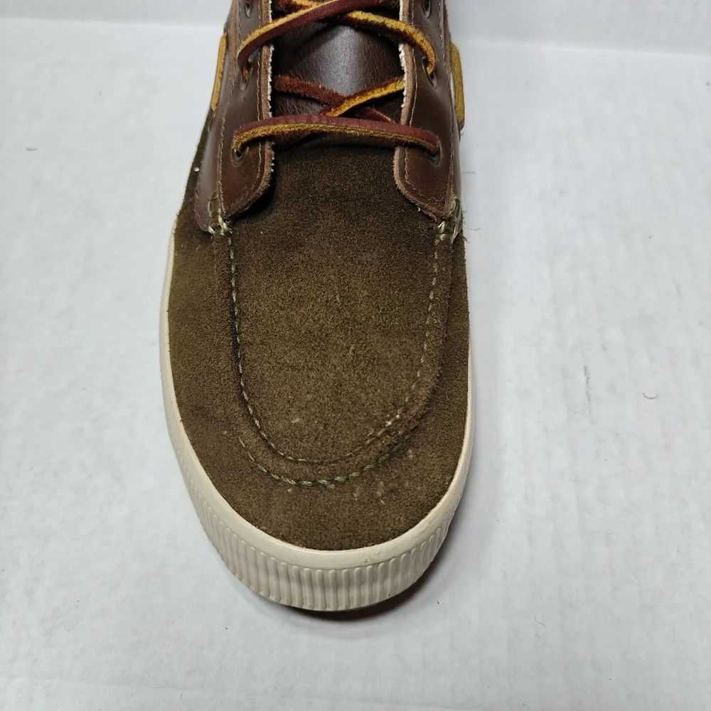 Polo Ralph Lauren Delmont Leather Boat Olive Brown Boots Shoes Men's Size 10D